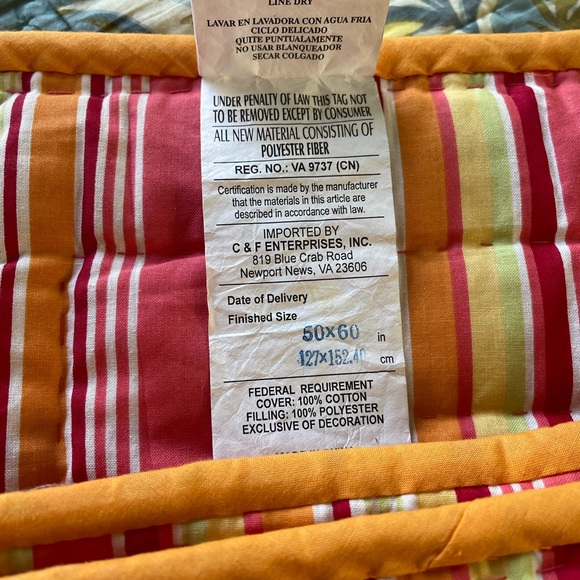 NWOT Tropical Lap Quilt or Decorative Wall hanging - Picture 4 of 6